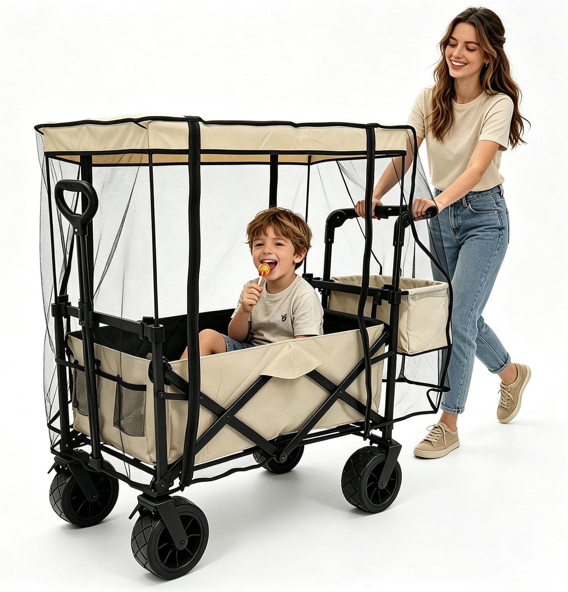 Mosquito Net voor Kinderwagen van Fijn Gebreid Stof, Bescherming tegen Steken, Scheurbestendig en Wasbaar, Ideaal voor Picknick en Kamperen