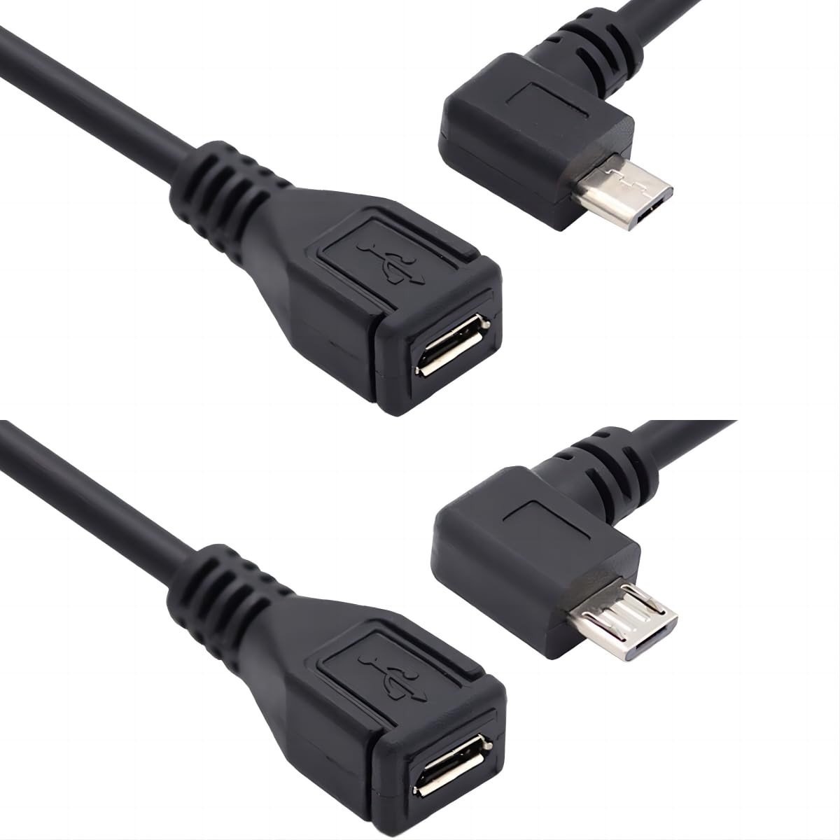 Micro USB 2.0 Verlengkabel 90 Graden Hoek Male naar Female - 0.5M Volledige Pin Verbinding voor Smartphone en Tablet