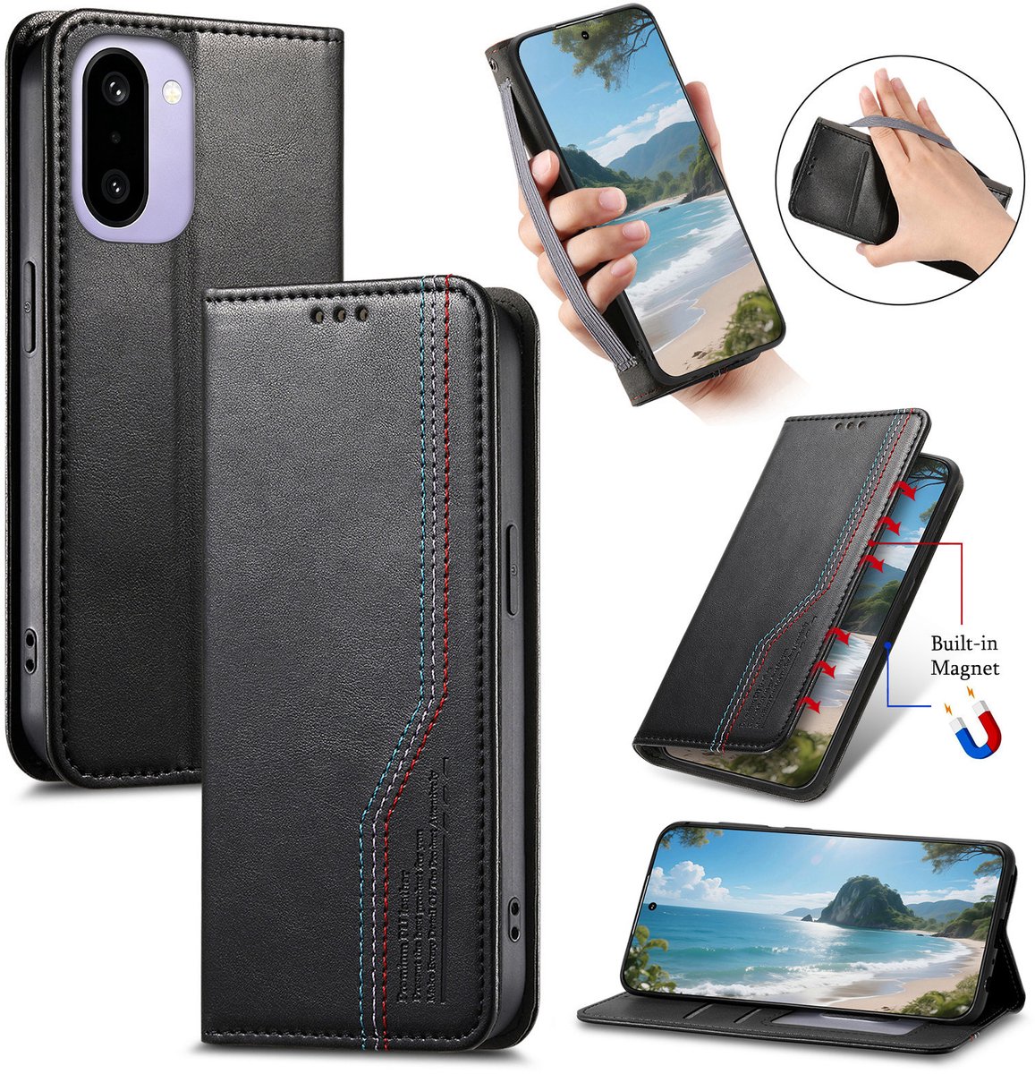 Praktische en Stijlvolle PU Leren Portemonnee Hoes voor OnePLus 15R _ Zwart
