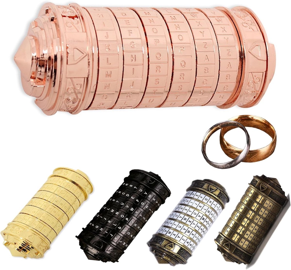 Mini Cryptex Retro Cilinder Slot met Alfabet - Creatieve Romantische Cadeaubox voor Verjaardag, Kerst en Valentijnsdag