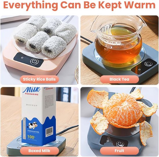 Koffiekopwarmer, elektrische koffiewarmer, slimme kopjeswarmer, theewarmer met aluminium metalen plaat, kantoorgadgets, drankwarmer voor koffie, cacao, melk, cadeau voor collega's en vrienden - roze — afbeelding 5