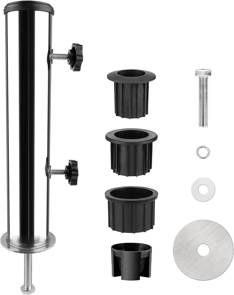 Parasolhouder - Zilver - 2 x 2 x 2 cm - Roestvrij Staal met 3-delige Verloopring - Voor Strand en Tuin