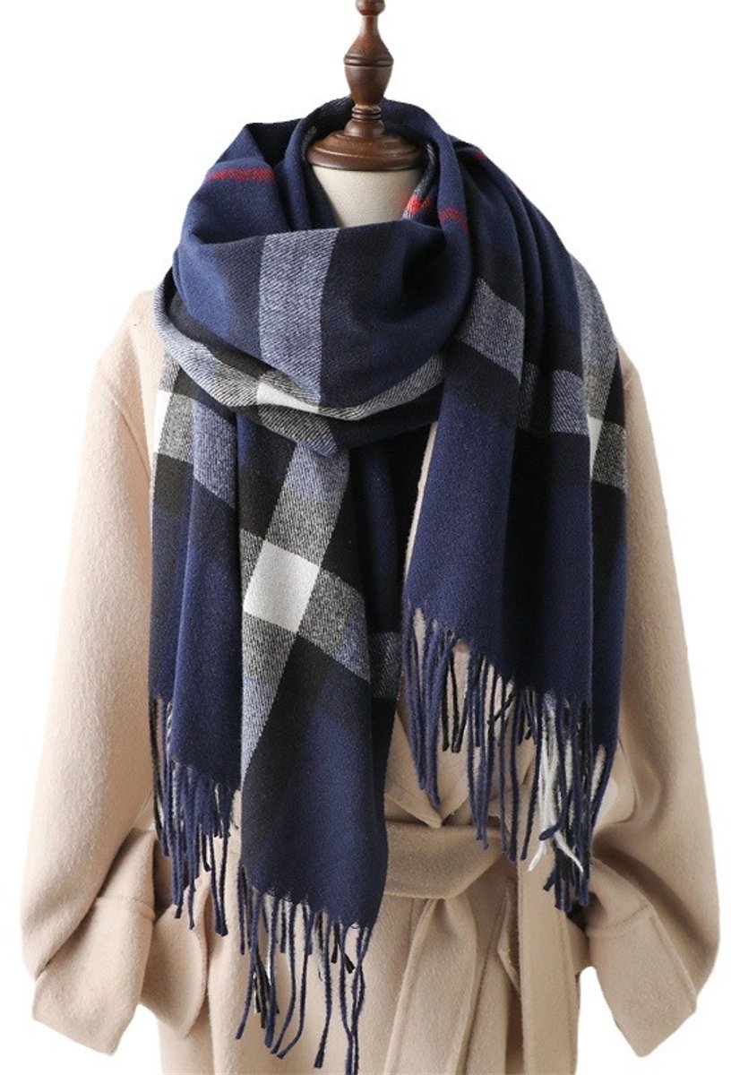 Geruite sjaal 200 x 65 cm – grote sjaal in de stijl van een deken – zacht, klassiek, warm – herfst- en wintersjaal
