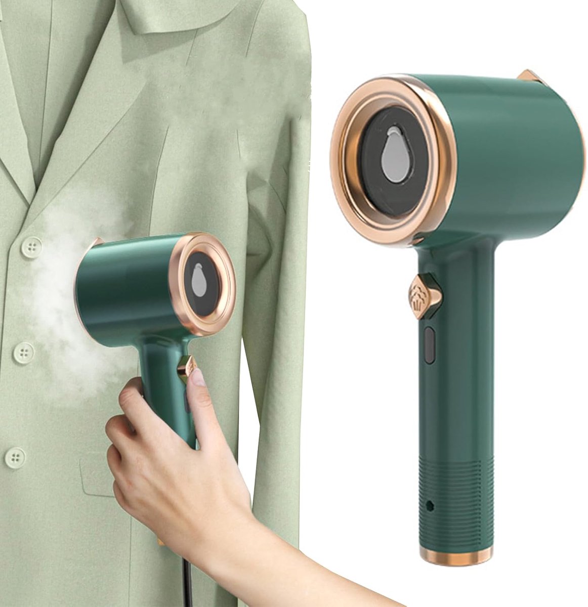 Draagbare mini-stoomstrijker - mini-stoomstrijkijzer voor op reis - handzame mini-strijkmachine voor kleding - groen