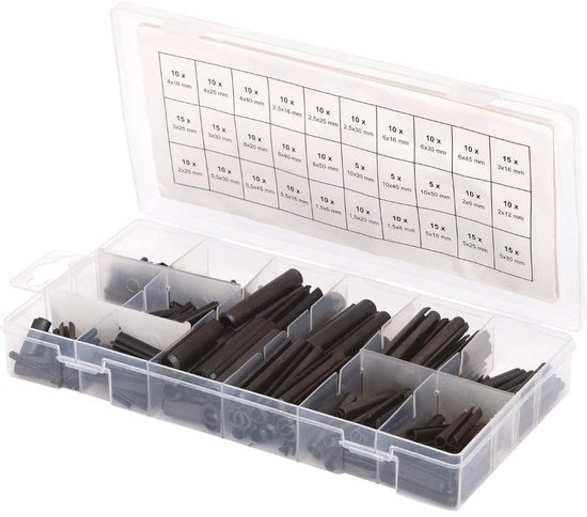 Assortiment Spanstiften - Rolpennen Set - Bevestigingswerkzaamheden - 315-delig - 1.5mm tot 10mm - Metaal