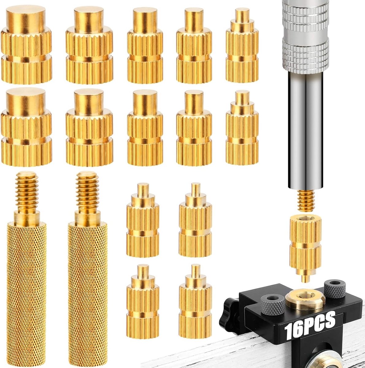 16-delige Set Soldeertips voor 3D Printers - M2 M2.5 M3 M4 M5 M6 M8 Draadinvoegen, Geschikt voor 900M T18 Weller ST Series, Perfect voor Soldeerwerk en Elektronica Reparatie