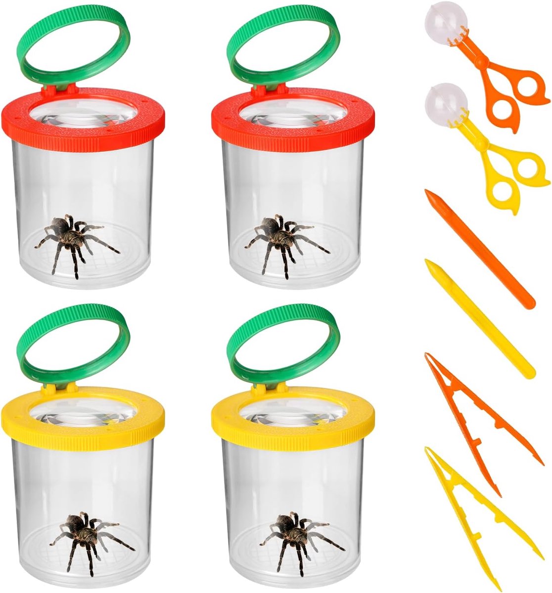 4 Pieces Children's Cup Magnifier, Insect Viewer 3-Way and 6 Compartments, Cup Magnifier Set, with 4 Magnifier, 2 - ShopVlot