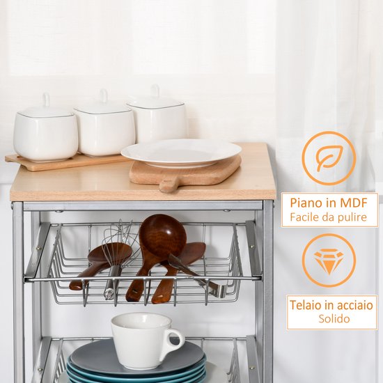 Serveerwagen keuken - Praktische opslag met mobiele functie voor thuisgebruik - model 100 — afbeelding 2