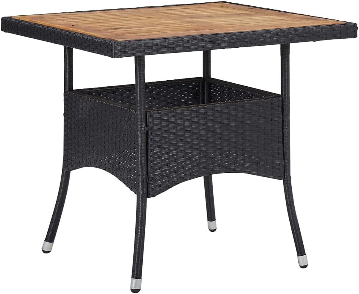 Zwart van polyrotan en massief hout acacia voor 4 personen met gepoedercoat stalen frame en weerbestendige uitvoering voor terras balkon