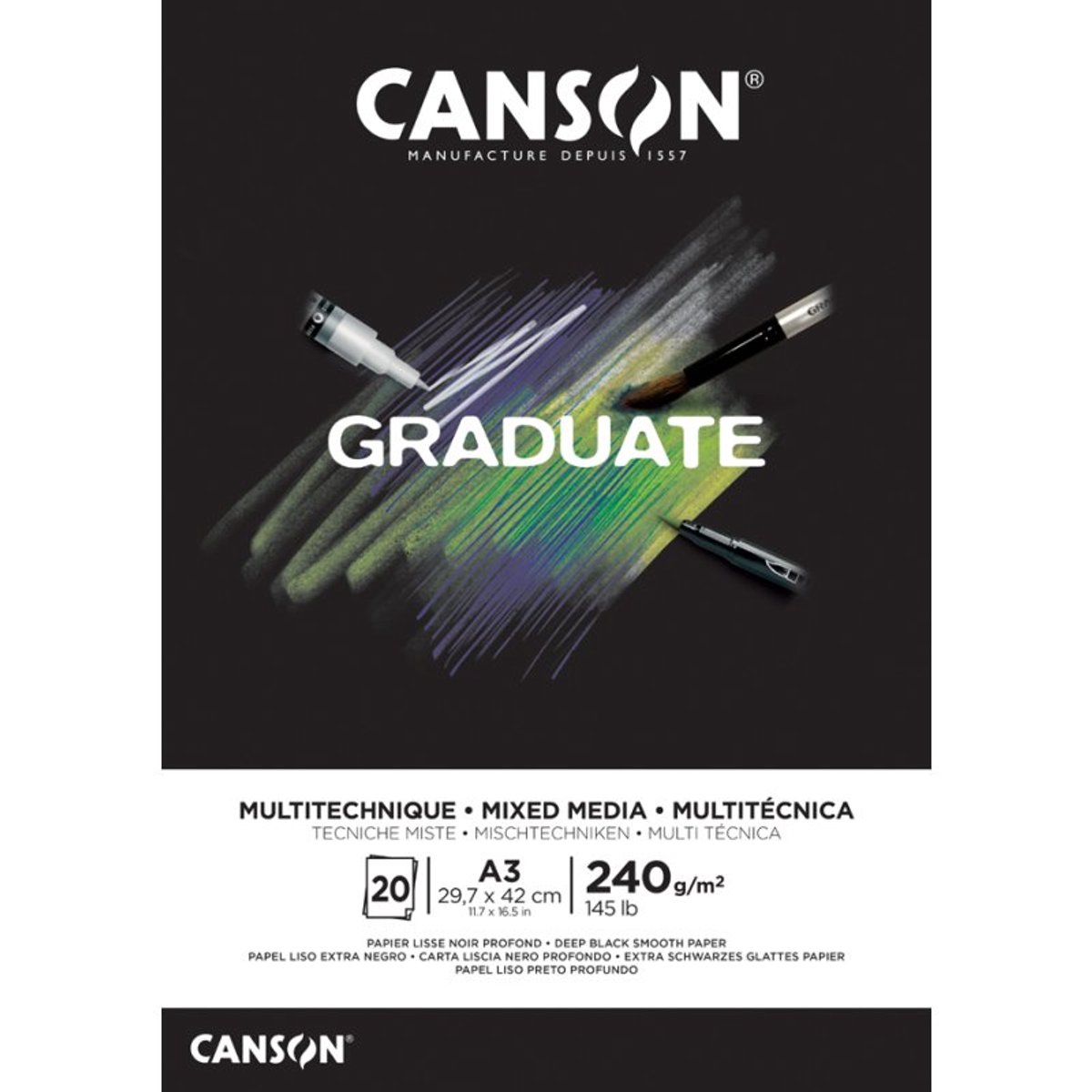 Canson - Tekenblok canson grad mixed media bl a5 20v 240gr