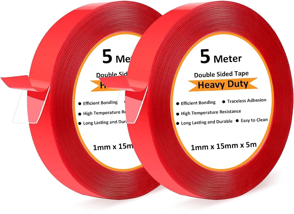 Verwijderbare, extra sterke dubbelzijdige tape, 5 m lang, 15 mm breed, waterproof, ideaal voor knutselen en DIY-projecten