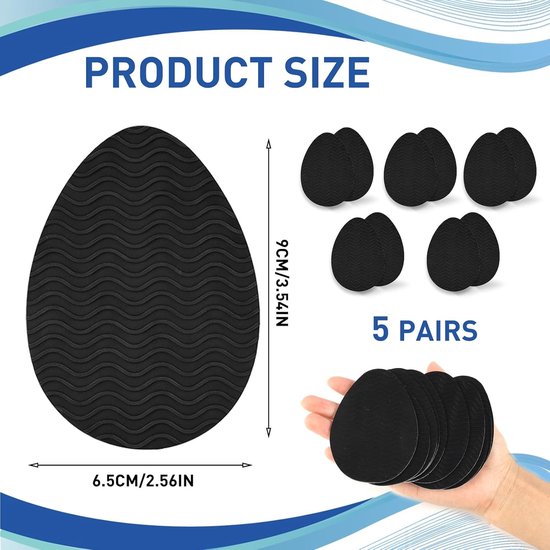 Antislip schoenzoolgrepen, zelfklevende rubberen pads voor betere grip, 10 stuks met golfdesign (zwart) — afbeelding 5