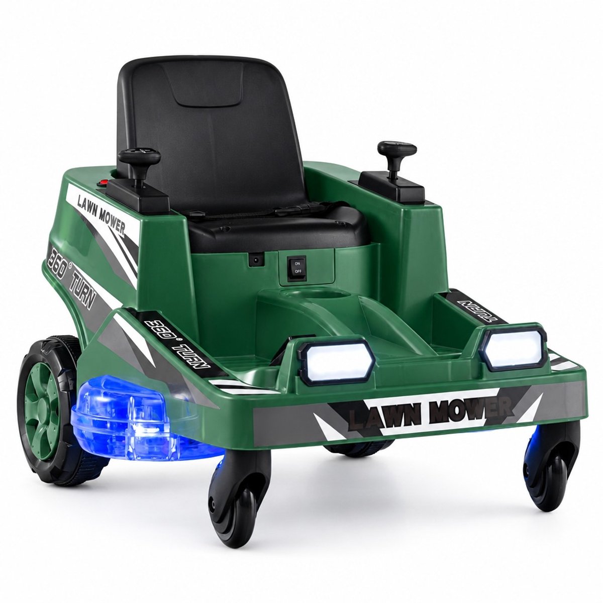 SureDeal® - Speelgoedauto' - Grasmaaier - Kinderen Elektrisch Voertuig - Peuters - Dubbele Bedieningshendels Led - 72x62x54 cm - Groen