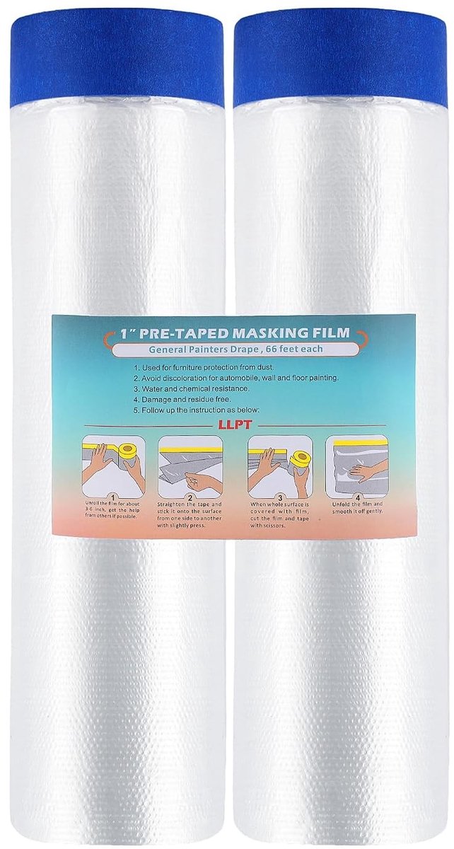 Beschermende Zelfklevende Folie Tape, 2 Rollen, Transparante Dekfolie voor Auto, Muren en Schilderwerk, Stof- en Spatbescherming, 270 cm