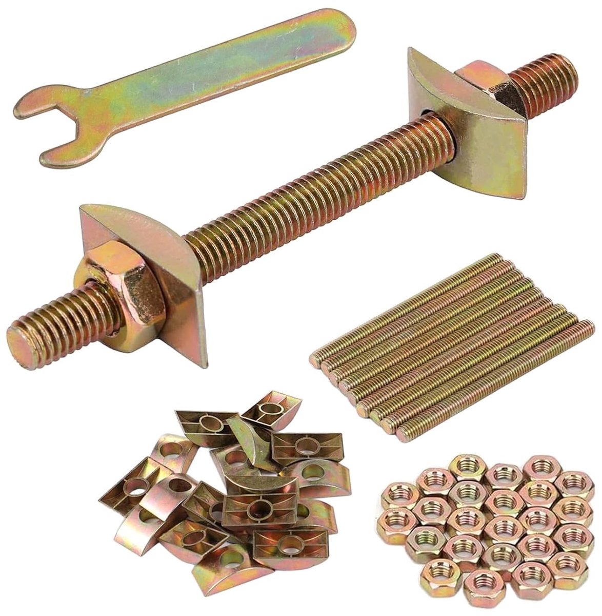 Stabiele Verbindingselementen voor Meubels, 12 Stuks, M8 x 100 mm, Ideaal voor Bedframes, Tafelbladen en Kasten met Inclusief Kleine Sleutel