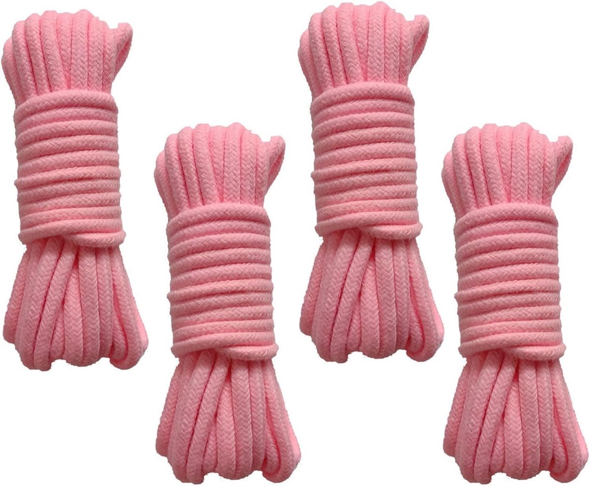 4-delige Katoenen Touwset, 10m Lang en 8mm Dik, Ideaal voor Kamperen, Tuinieren en Boottochten