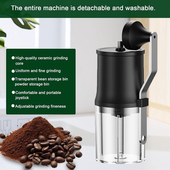 Handmatige Koffiemolen met Reinigingsborstel, Draagbaar Ontwerp met Vouwhandvat voor Cappuccino, Espresso en Reisgebruik — afbeelding 5