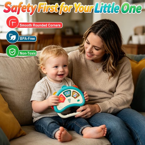 Baby Muziek Speelgoed - Interactieve Handtrommel met Licht en Geluid - Baby Speelgoed - Educatief Speelgoed - Sensorisch Speelgoed - voor peuters 6-12 maanden - Reisspeelgoed — afbeelding 5