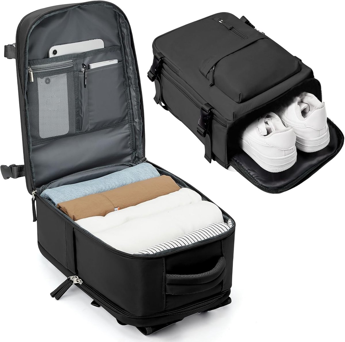 SnelShoppen - Reisrugzak Handbagage 40x30x20 voor Ryanair Wizzair - Waterdichte Laptop Rugzak voor 14 inch met Schoenencompartiment - Dames & Heren Ca