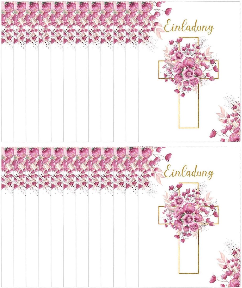 24 Stuks Uitnodigingskaarten, Uitnodigingen Met Rozenmotief, Dubbelzijdig Glitterontwerp, Uitnodigingen Voor Een - ShopVlot