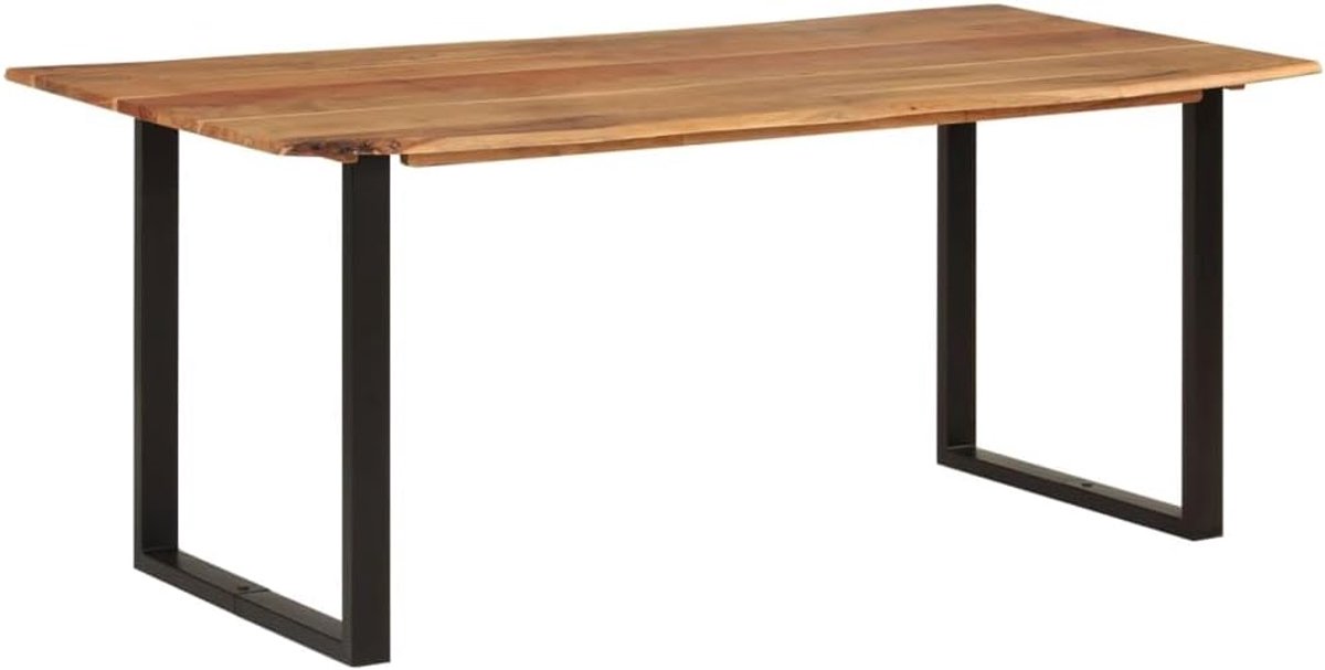 Hout acacia eettafel 180×90×76 cm in industriële rustieke stijl met stalen poten voor keuken of eetkamer