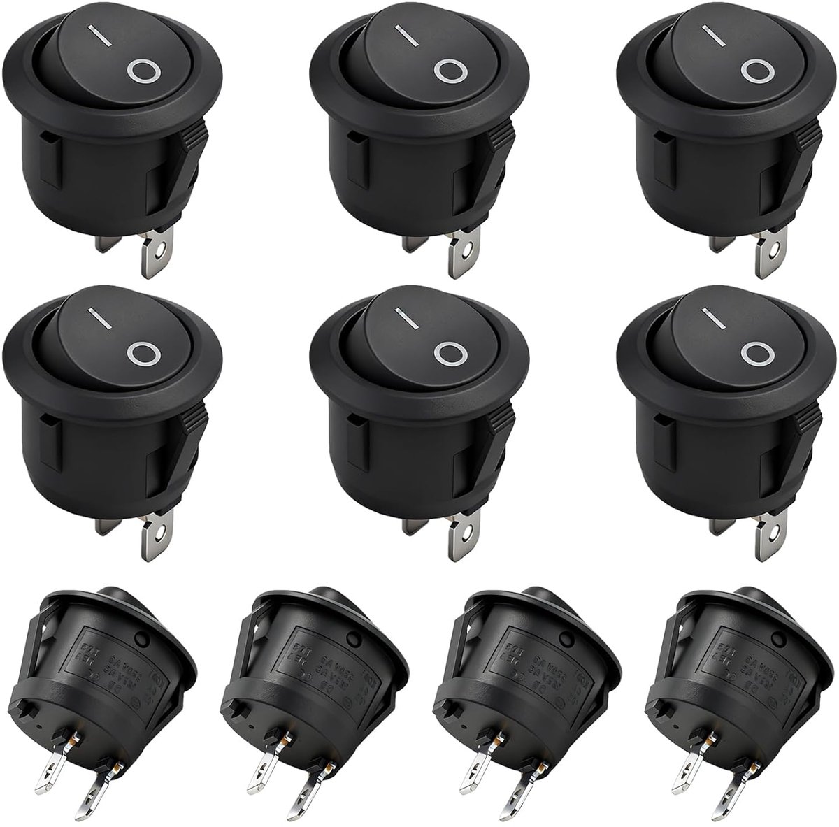 Toggle switch 12V rond mini - 2 polige rocker switch - waterdicht en flush-mounted - voor auto en boot - ShopVlot