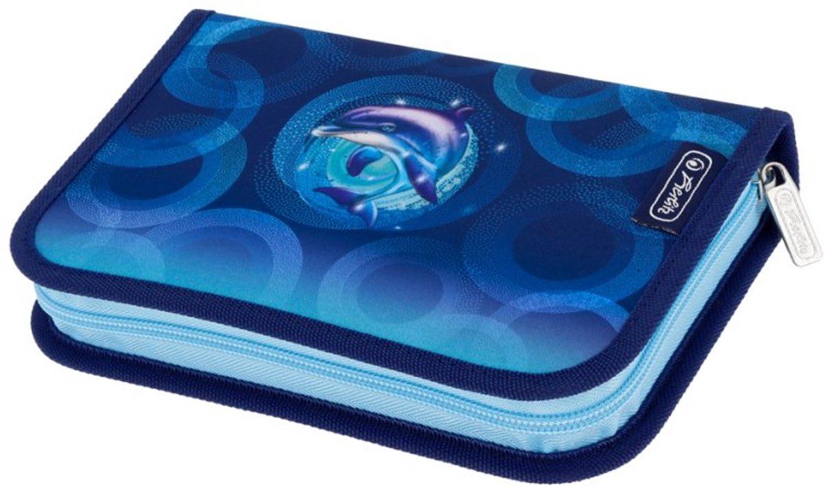 herlitz pennenetui Dolphin Ride, 31-delig, polyester, 205×140×38 mm
