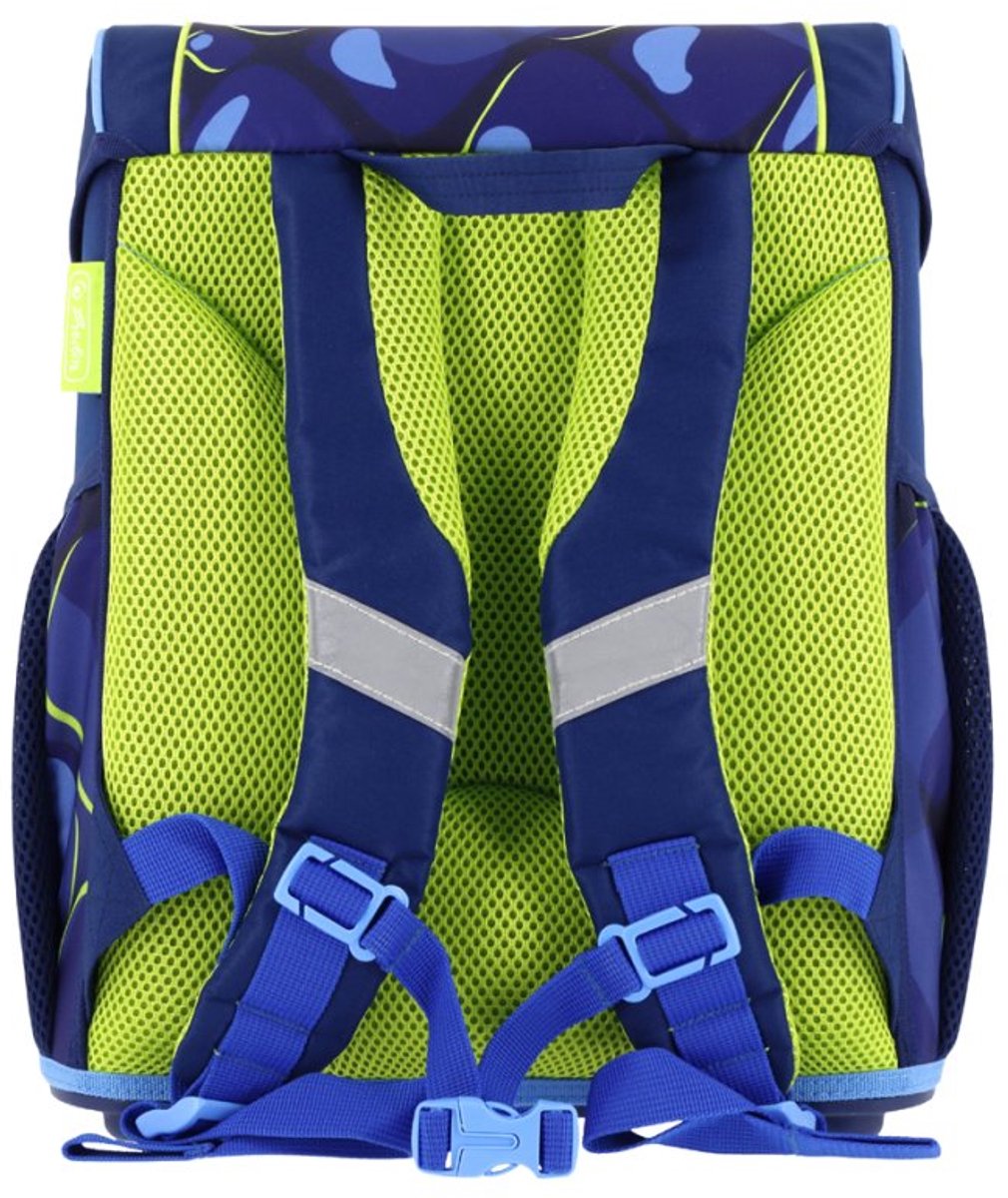 herlitz schooltas Loop Plus T-Rex Explorer, blauw/groen, dinosauriër motief, 17 L
