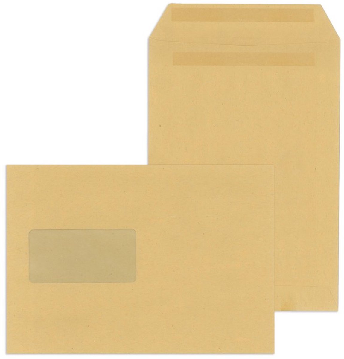 MAILmedia verzendtaschen B5 zelfklevend, venster links 45×90 mm, natronbruin, 500 stuks