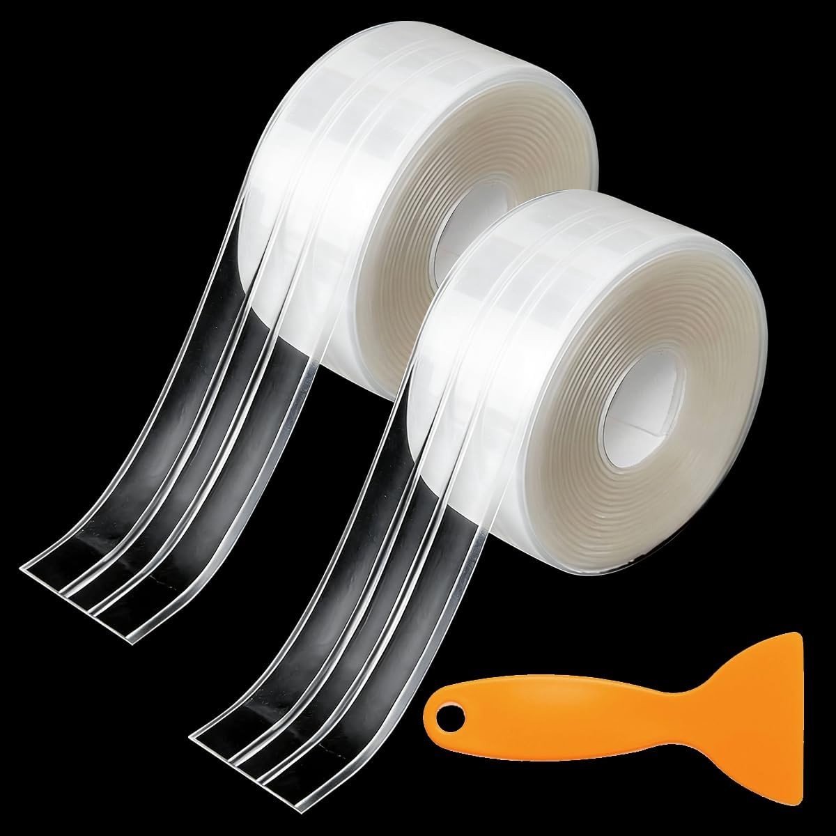 Zelfklevende Waterdichte Sealing Tape - 2 Rollen van 3.2m x 38mm voor Keuken, Badkamer en Toilet, Anti-Schimmel PVC Tape voor Muren en Hoeken
