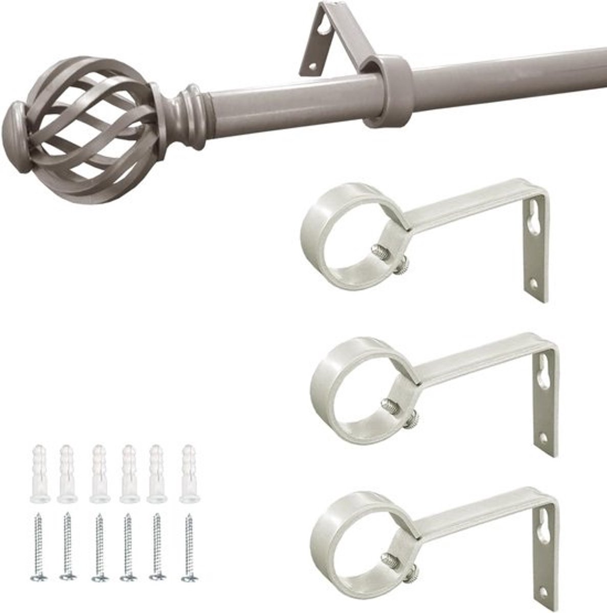 Beugels voor gordijnroede - Roedehouders - Voor plafondmontage - Set van 3 - Voor 22 mm roede - Zilver
