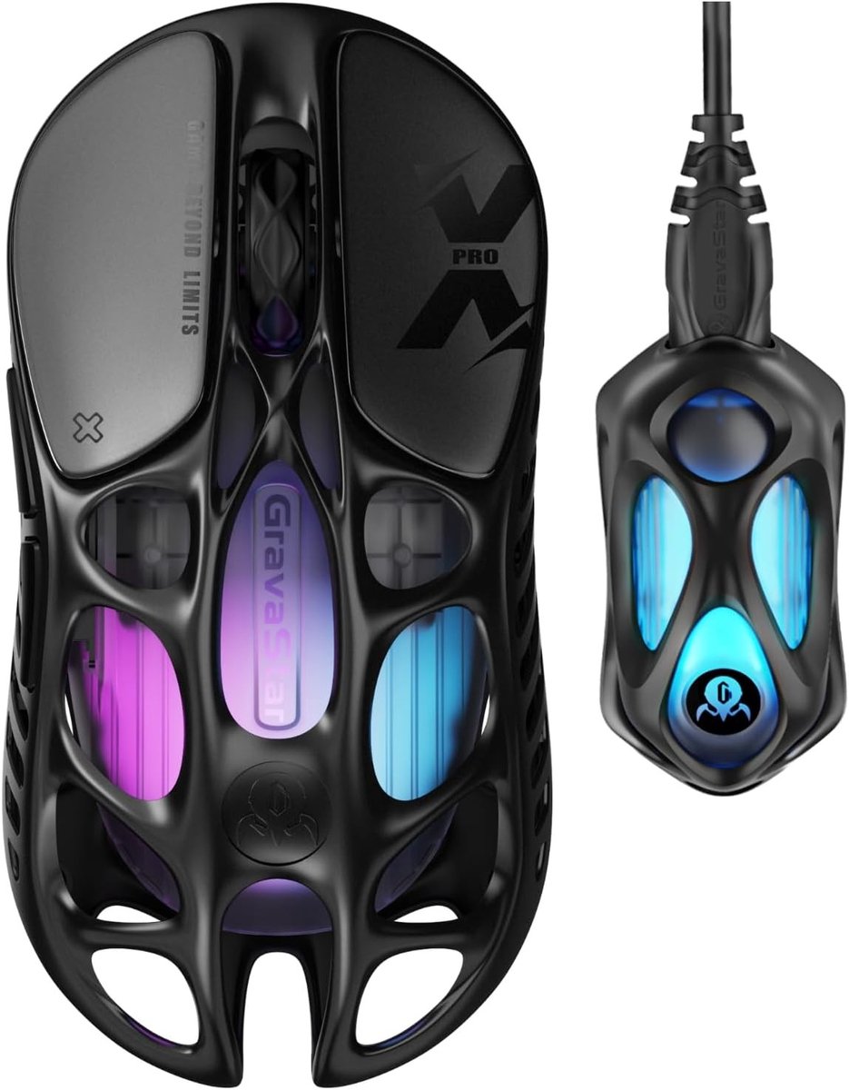 Draadloze Gaming Muis met 8K Dongle, Paw 3950 Sensor, 32.000 DPI en 8.000 Hz Sampling Rate, Slechts 49 g, Ideaal voor Gamers en Hoogwaardige Prestaties