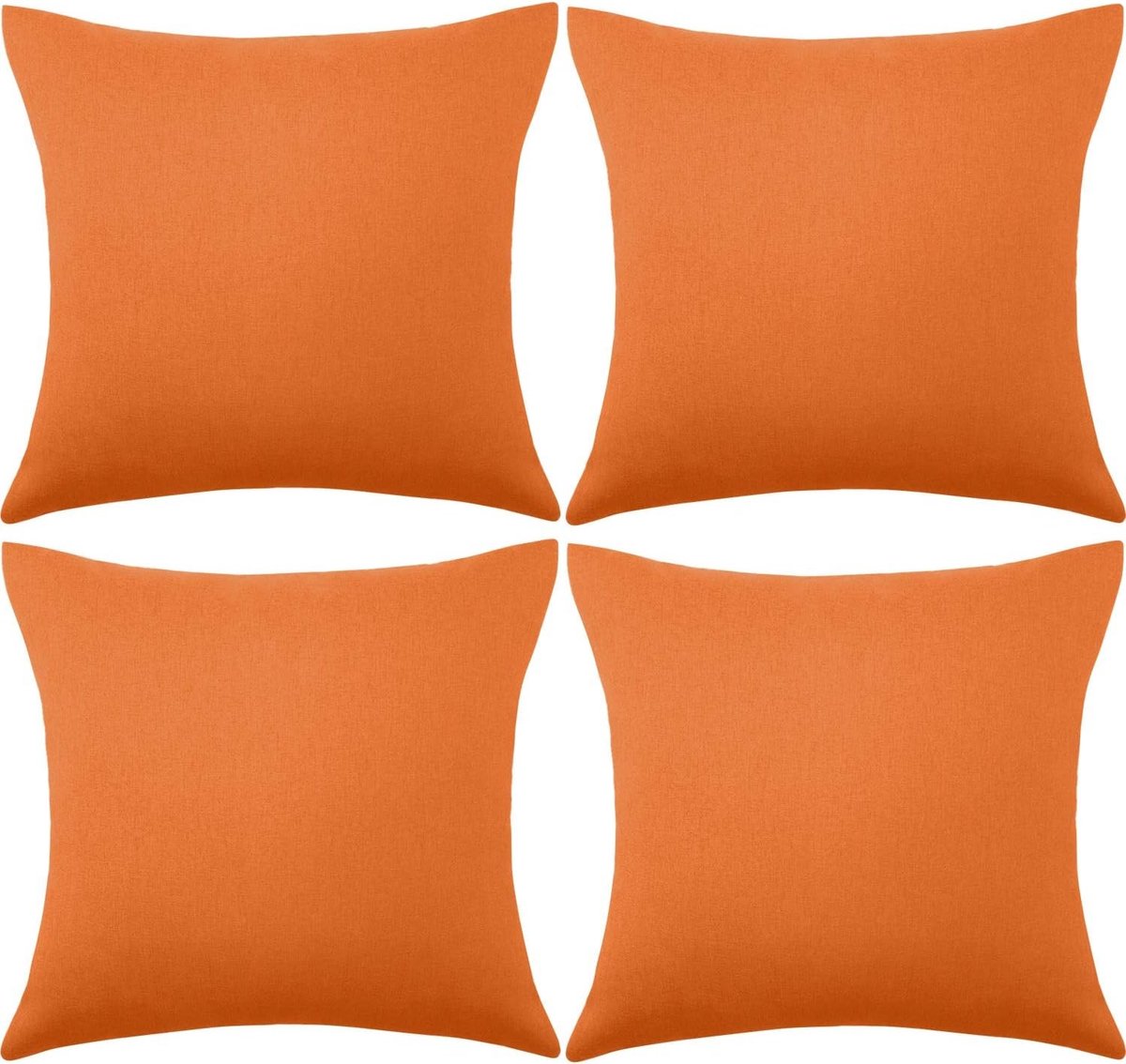 Decoratieve Waterdichte Kussenhoezen voor Buiten - Set van 4 Vierkante Kussens voor Tuin, Balkon en Terras - Ideaal voor Sofa en Lounge - 45x45 cm (Oranje)