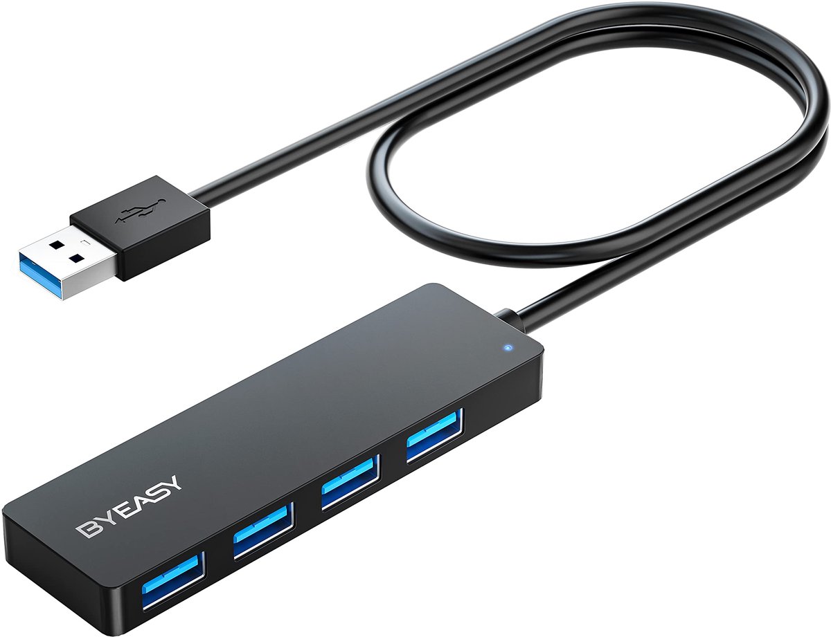 SnelShoppen - USB-hub 4-poorts USB-splitter voor laptop, USB 3.0 multiport expander, snelle gegevensoverdracht, compatible met Windows-pc, Mac, printe