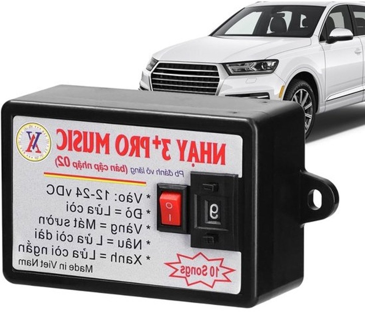 Geluidscontroller voor auto - Luidsprekerstemmer - Audio aanpassen - 8 geluidseffecten - 113 x 60 x 35 mm - Zwart
