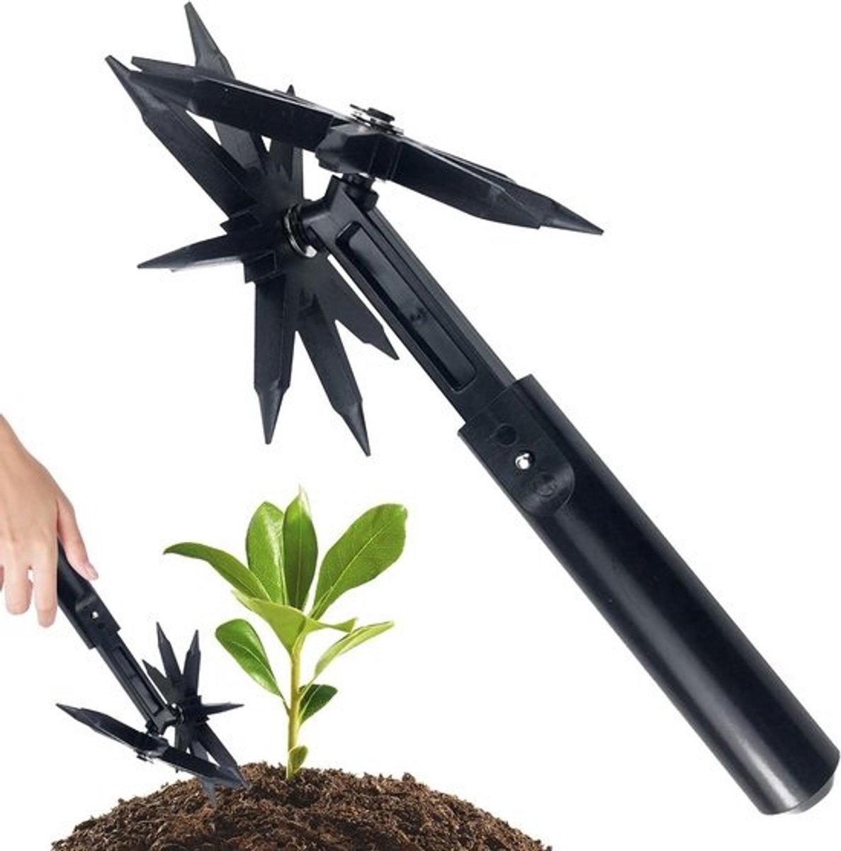 Handfrees - Grondbewerker - Kleine tuinfrees - Tuinonderhoud - Potten - Verbeterde bodemstructuur - 53 x 155 cm - Grijs