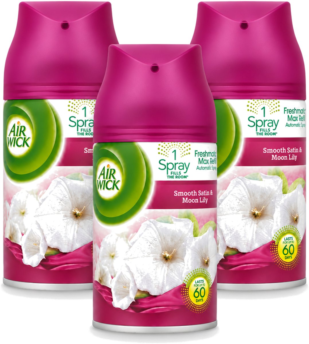 3 x Air Wick Freshmatic - Luchtverfrisser Navulling - Lelie & Satijn - 250ml - Bulkverpakking - 3 stuks
