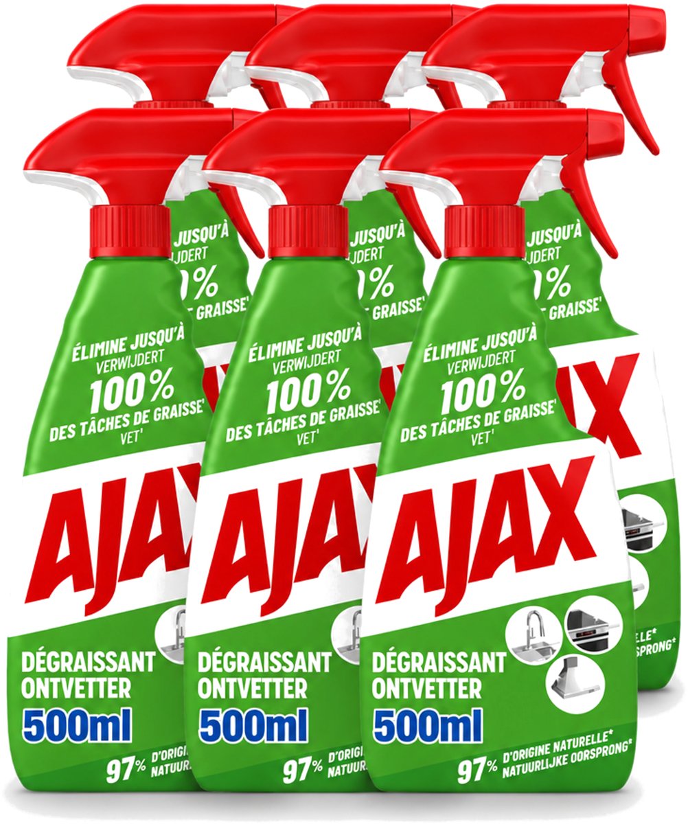 6 x Ajax – Ontvetter Spray – 500 ml - Voordeelverpakking - 6 stuks