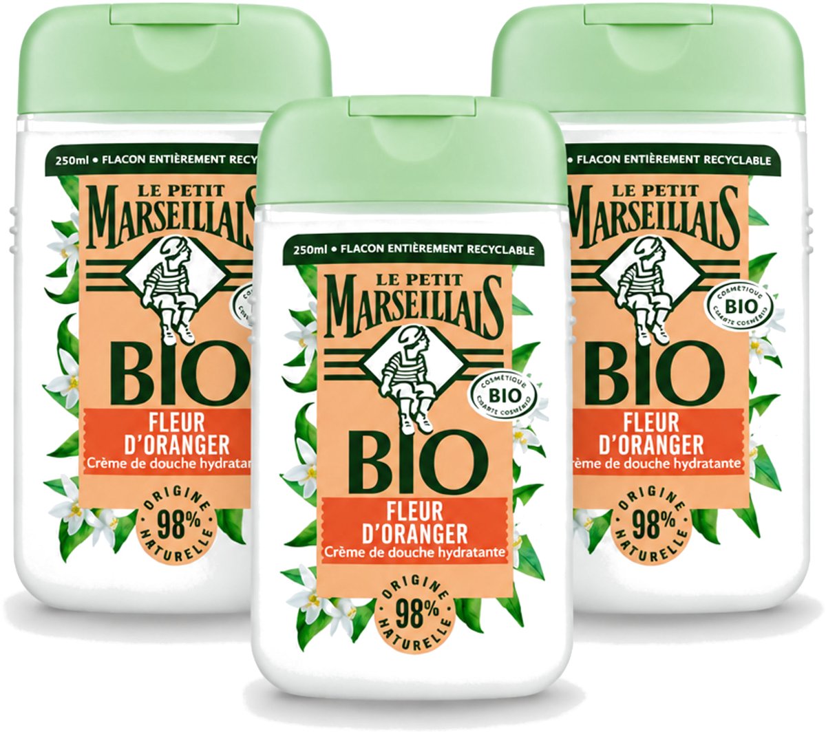 3 x Le Petit Marseillais – Douchegel – Fleur d’Oranger – 250 ml - Voordeelverpakking - 3 stuks