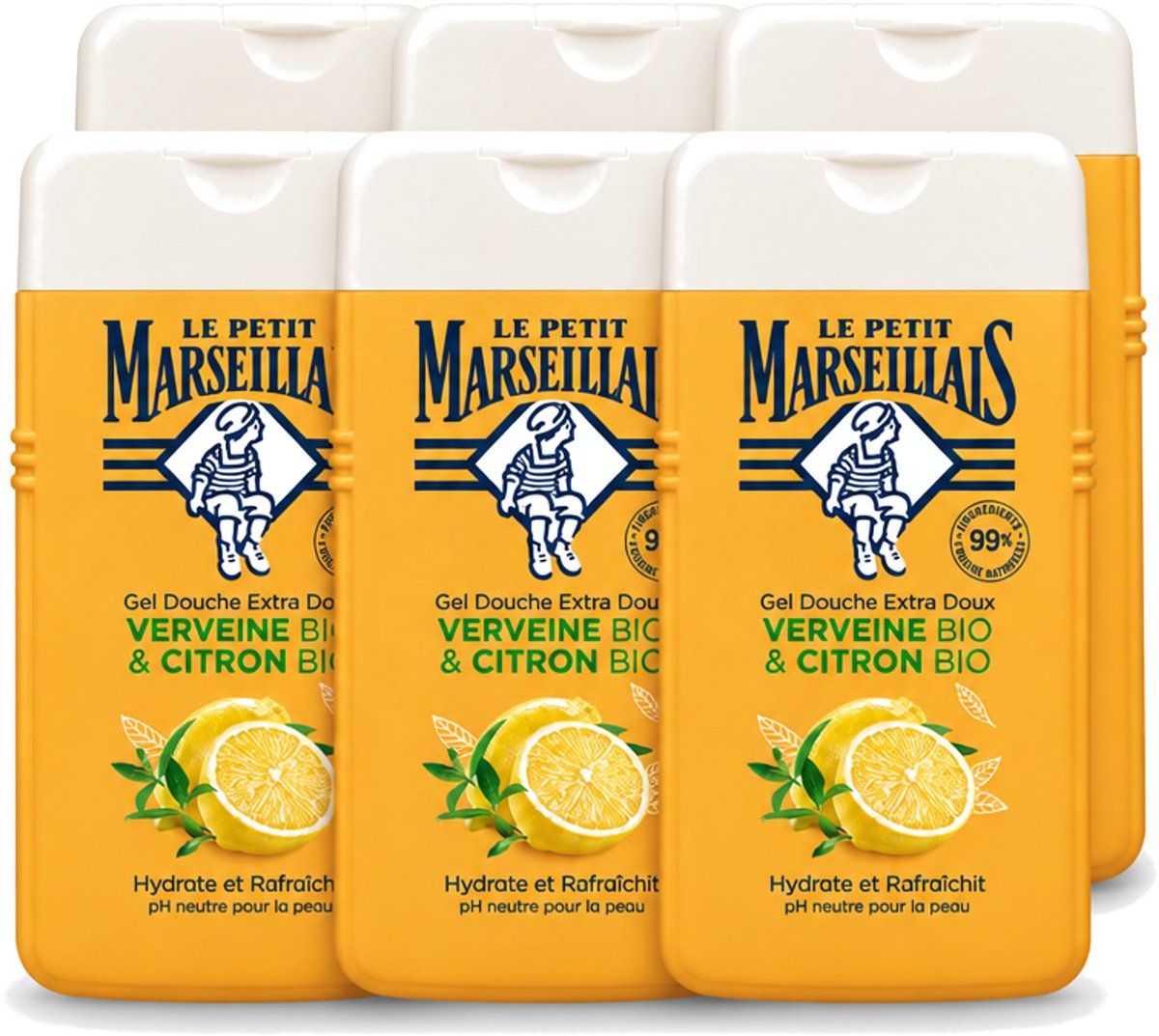 6 x Le Petit Marseillais - Douchegel - Citroen & Verbena - Hydraterend - 250ml - Voordeelverpakking - 6 stuks