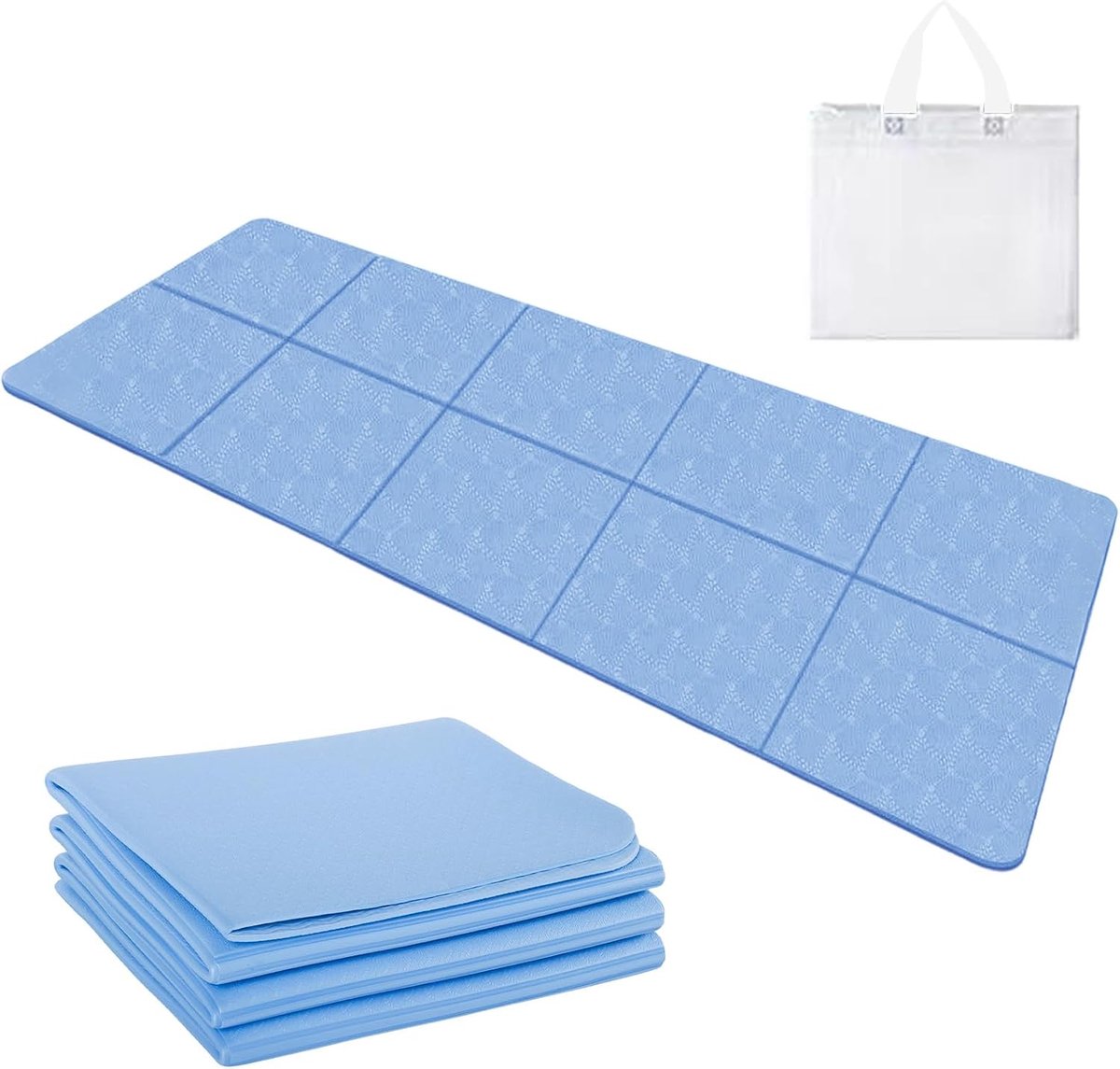Antislip, opvouwbaar, 4 mm, sportmat, opvouwbaar, voor oefeningen, fitness, pilates, gymnastiek, 183 x 61 cm, celadon