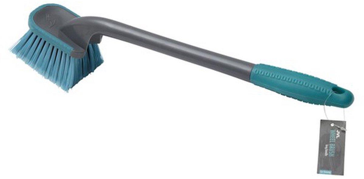 Wielborstel lang - kunststof en rubber - teal/grijs - veilig en gemakkelijk reinigen - ShopVlot