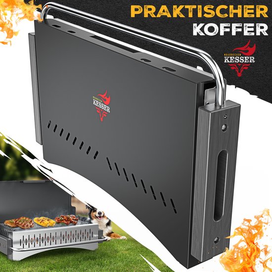 KESSER® Klapgrill - draagbare houtskoolgrill van gepoedercoat staal - met grillmat en draagtas - zwart van KESSER — afbeelding 2