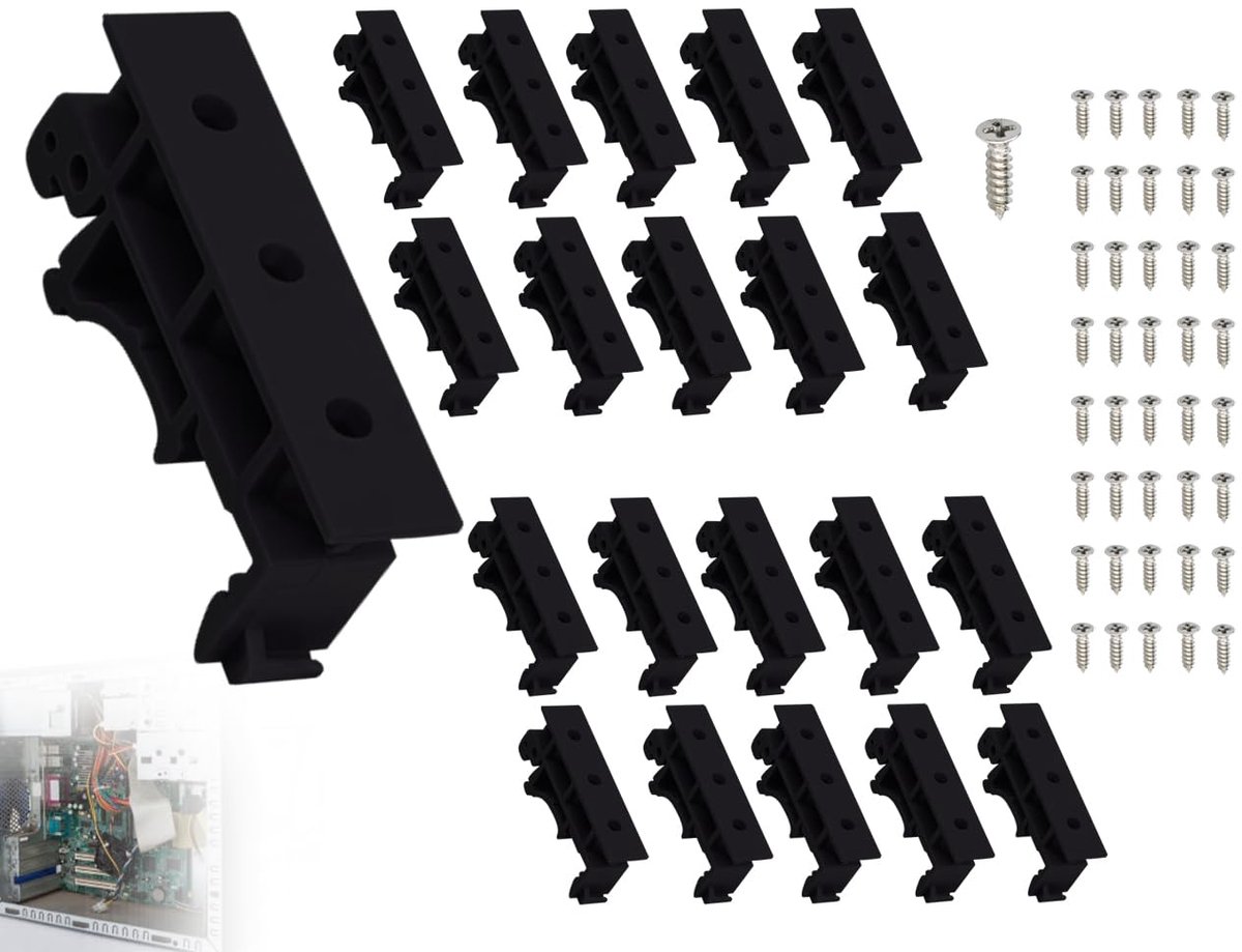 DIN rail adapter set 20 stuks - 35mm - zwart - inclusief 40 schroeven - ShopVlot
