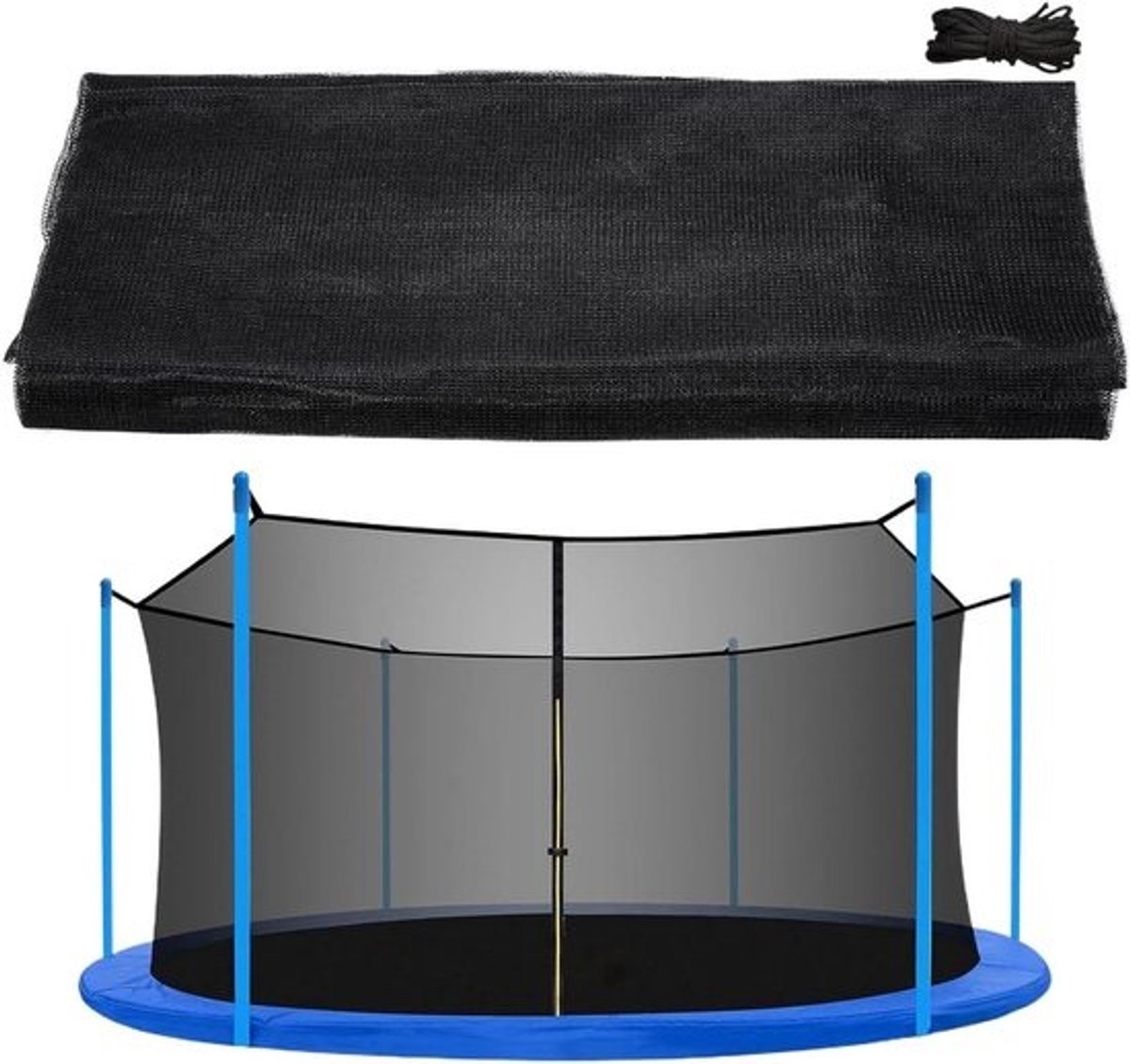 Vervangend trampolinenet - Veiligheidsnet voor de tuin - Voor buitenspelen - Verstelbare riemen - 14 voet - Zwart