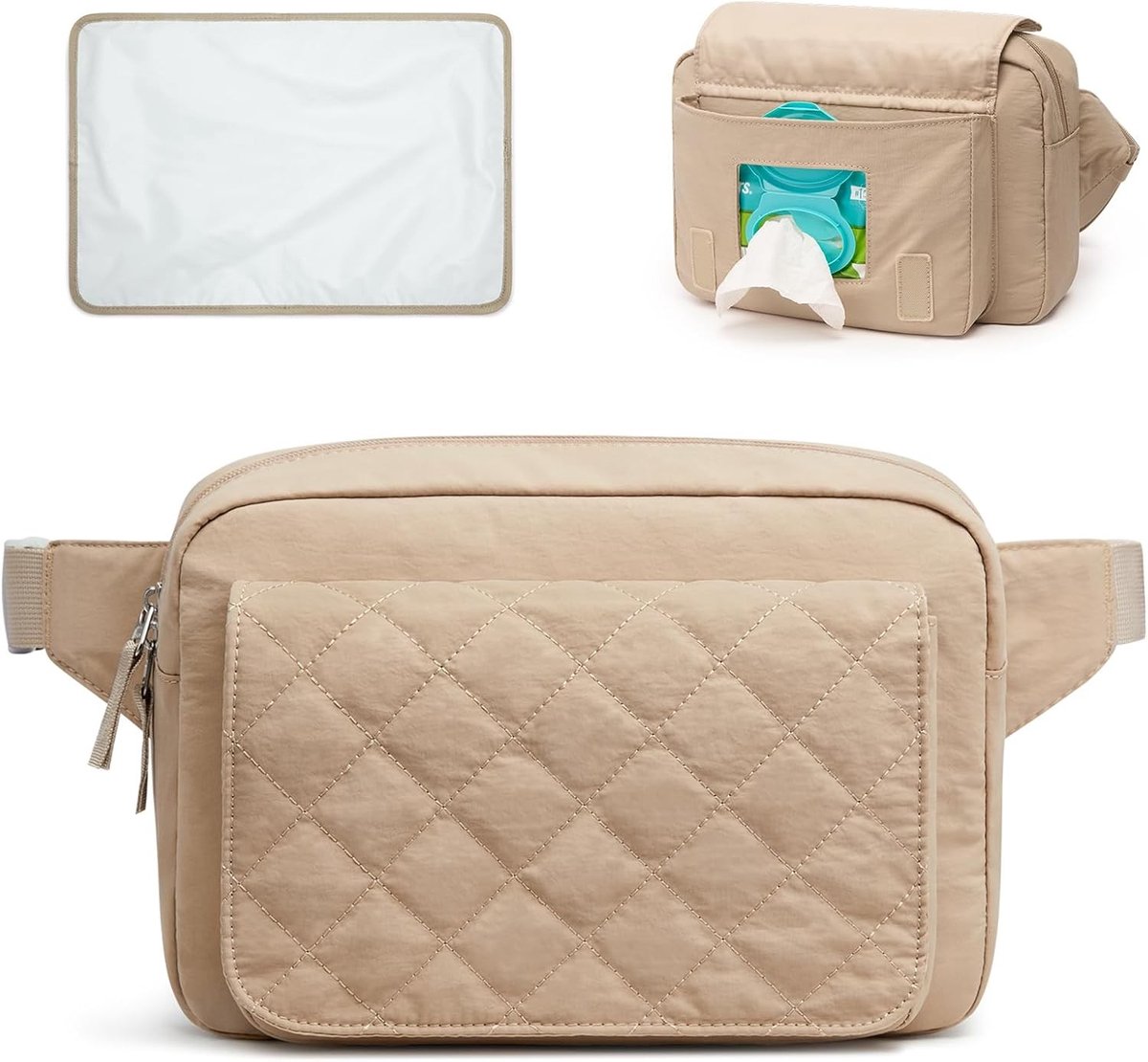Kleine luiertas voor baby's, mini schoudertas met draagbare verschoonmat, ideaal voor onderweg