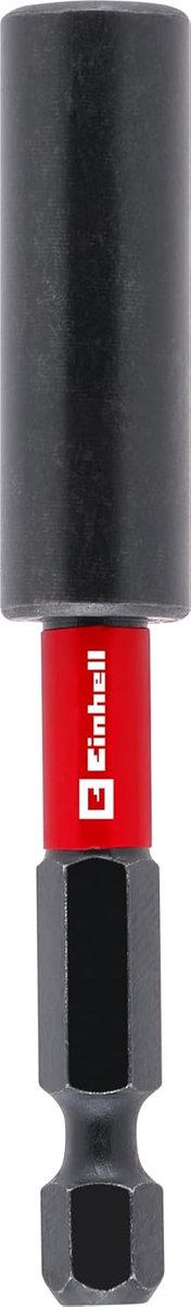 Originele Einhell Impact magnetische bithouder met 1/4" E 6.3 schacht, 75 mm (chroomvanadium, torsiezone, roestvrijstalen huls, permanente magneet, rode kleurring)