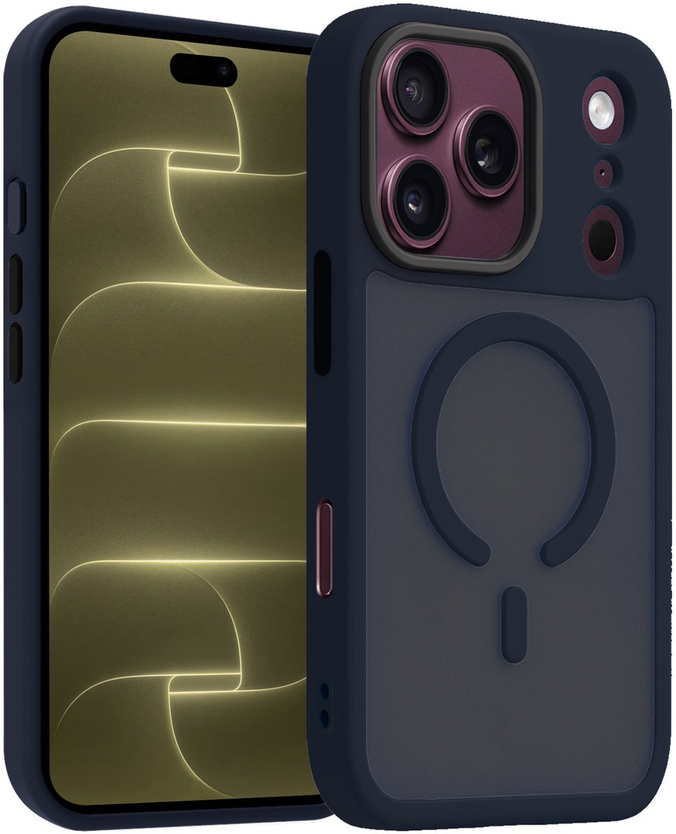 Hoesje - Geschikt voor Apple iPhone 18 Pro - Magsafe Compatible - Sterk & Shockproof - Back Cover - Shock Proof Case - Telefoon Hoes Shockproof - Telefoonhoesjes - Donkerblauw