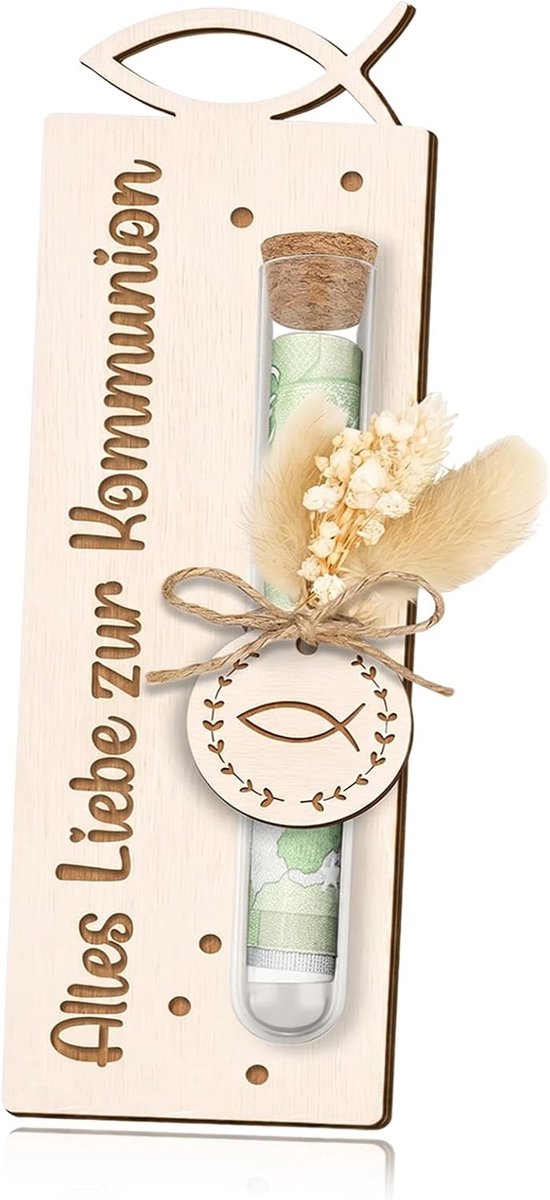 Communiegeschenken voor meisjes en jongens - houten verpakking - met reageerbuisje - persoonlijk cadeau - ShopVlot