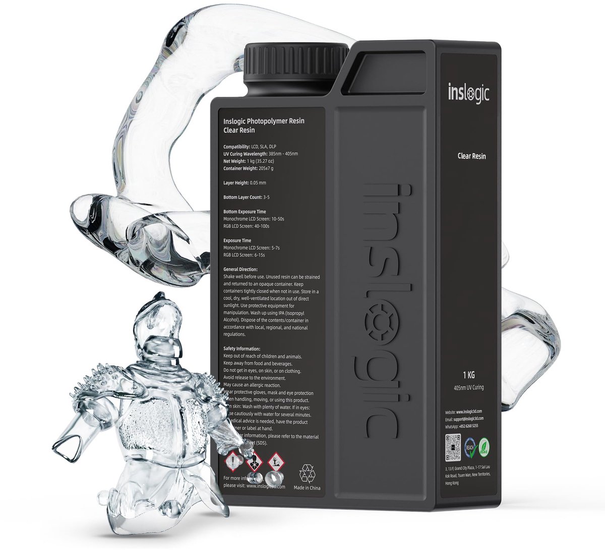 Inslogic Heldere 3D Printerhars 1.75mm Bestand tegen vergeling & blauwe tint, hoge transparantie & stabiliteit - ShopVlot